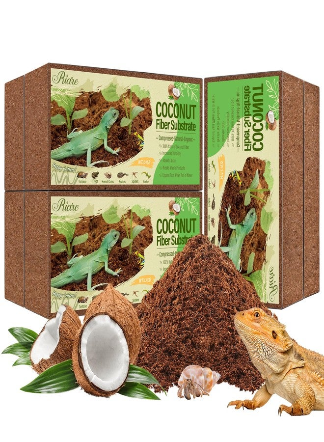 Riare 6 Pack Natural Coconut Fiber Substrate for Reptile- Premium Compressed Coconut Husk Terrarium Bedding for Reptile, Tortoise, Frogs, Snakes Hermit Crabs, Burrowing Animals - Image 1